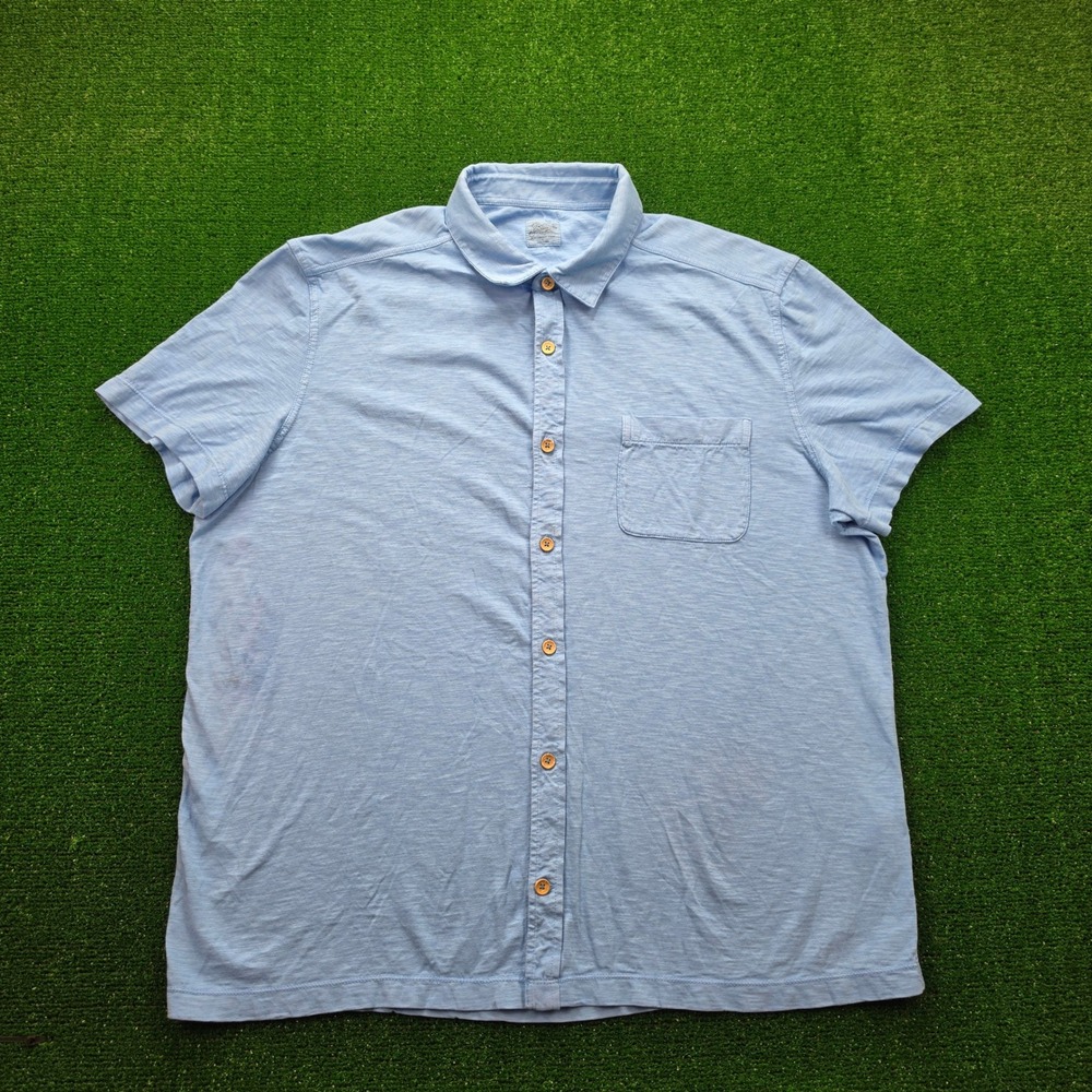 Southern Tide Sun Farer Collection Shirt Mens XL BLue Slub Knit Button Up Pocket